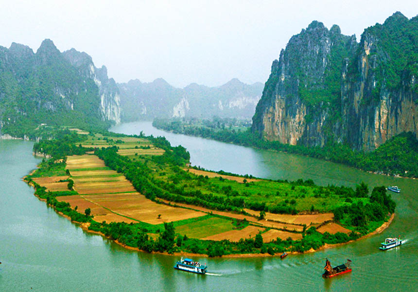 龙州县三洲头鸭嘴湾风光。崇左市文物管理中心供图